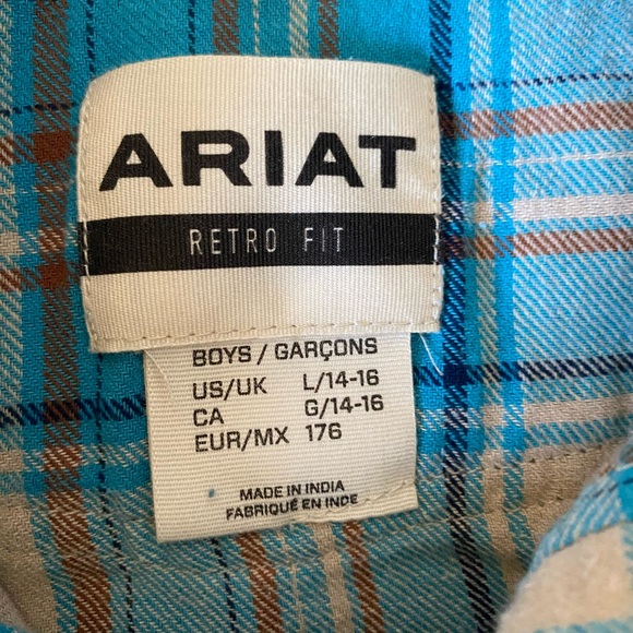 Ariat Turquoise and Beige Checkered Shirt - Picture 5 of 12